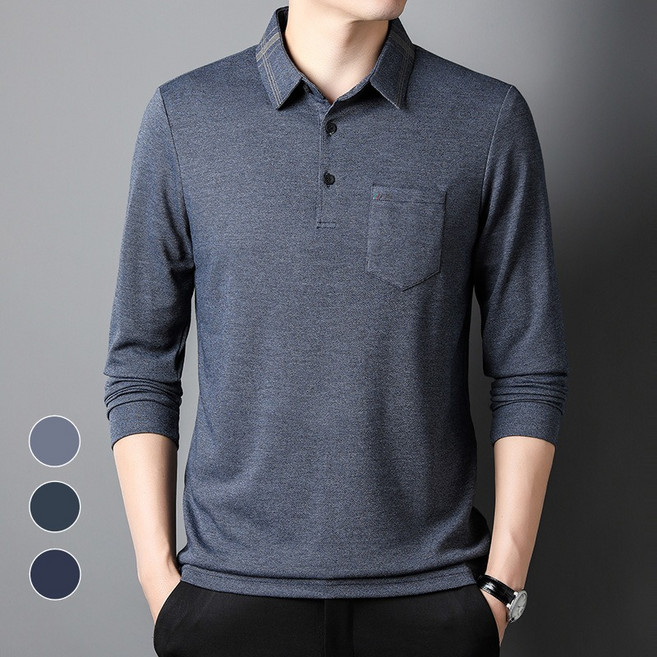 봄가을 터틀넥 남성 셔츠 가벼운 비즈니스 통근 패션 캐주얼 루즈핏 티셔츠 이너남