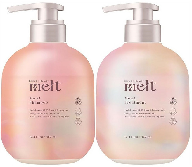 melt 멜트 모이스트 샴푸 트리트먼트 펌프 본체 각480ml, 1세트