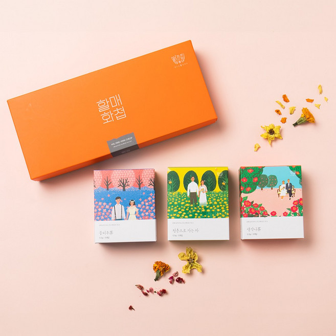 할매화첩 건강꽃차 3종 티 선물세트 국내산 고급답례품, 1개
