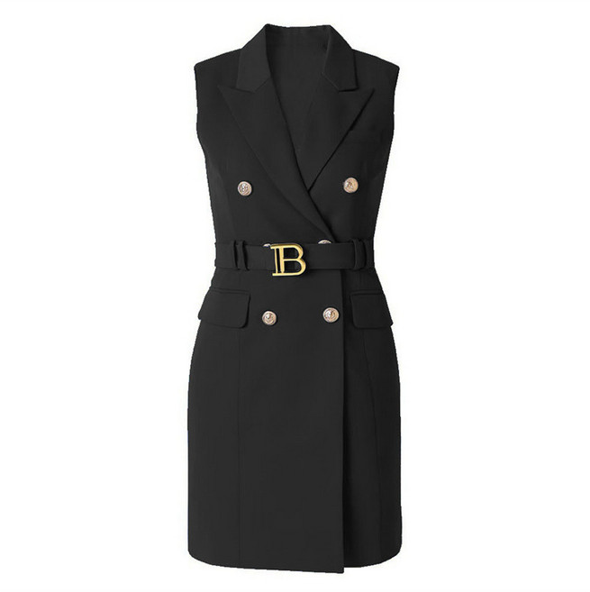 여성용 민소매 레드 벨트 베스트 패션 정장 원피스 조끼 뉴타임즈 02CW2301