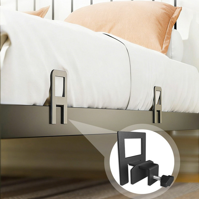 KURUA 매트리스 밀림방지 패드 침대 매트 고정 철제침대 매트가드 미끄럼방지, 4개, 블랙