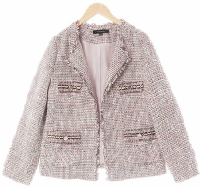 7974 나이스클랍 블랙레드 체크 프린지트위드숏재킷 [85-94-160]