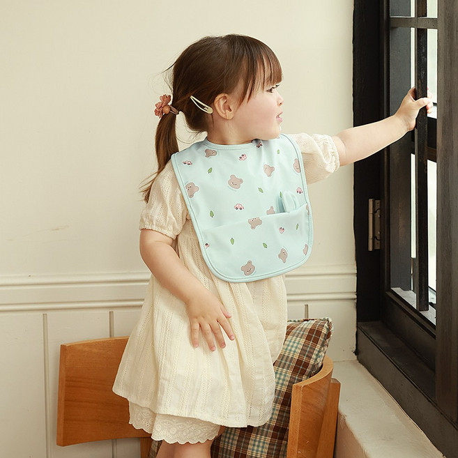 마롤로뜨 아기 방수 턱받이 일반형 유아 똑딱이 침받이 자기주도 이유식, 1개, 1개입, 마고미_방수턱받이