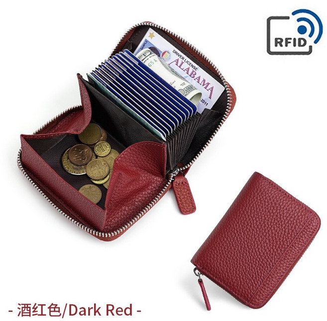 日式真皮多功能卡包 皮夾 女款RFID防盜刷