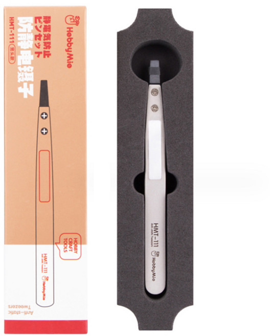 (하비미오)HMT 정전기 방지 핀셋 고급 초정밀 핀셋 3종, HMT111 평면형, 1개