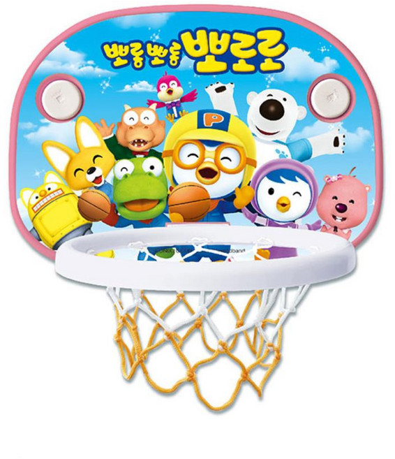 유리문 방문 간편부착 유아 뽀로로 농구골대 신체발달완구 농구놀이 실내, 1개