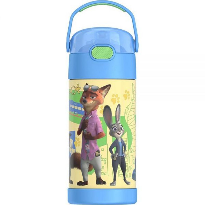 THERMOS FUNTAINER 빨대 포함 물병 - 355ml(12온스) 아동용 스테인리스 스틸 진공 단열 물병 뚜껑 포함 십대 돌연변이 닌자 거북이, Zootopia 2