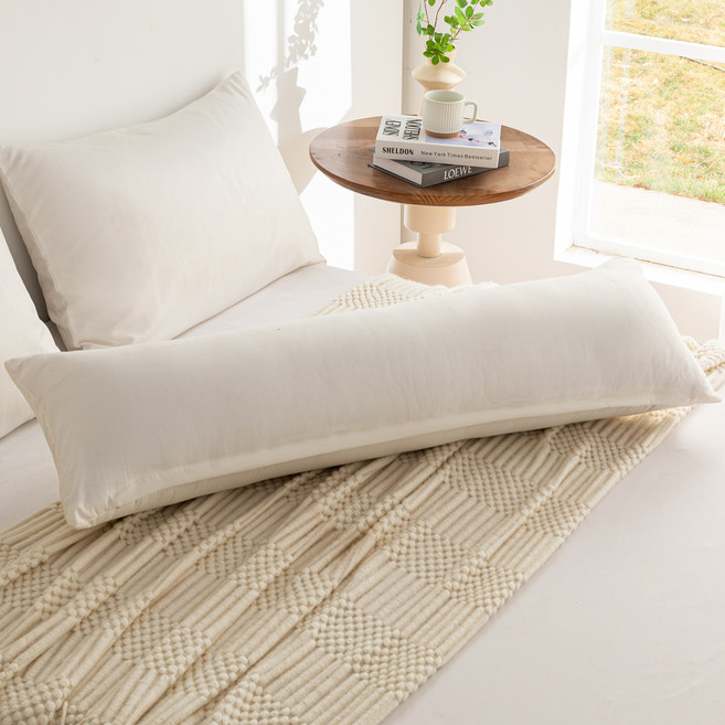 바디필로우 등쿠션 긴 베개 롱쿠션 대쿠션 일자형, 베이지