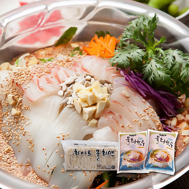 물회 화이트냉면 10인분 (물회육수 400g x 10개 + 화이트물회면 2kg) 물냉면, 1개