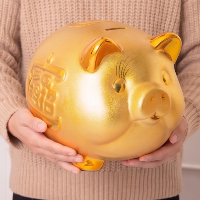 벨린 황금 돼지저금통 돈들어오는 인테리어 개업선물 장식품, 골드
