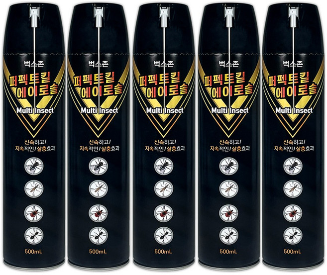 퍼팩트킬 에어로솔 강력한 해충 퇴치 스프레이 전국 소방서 납품 제품, 500ml, 5개