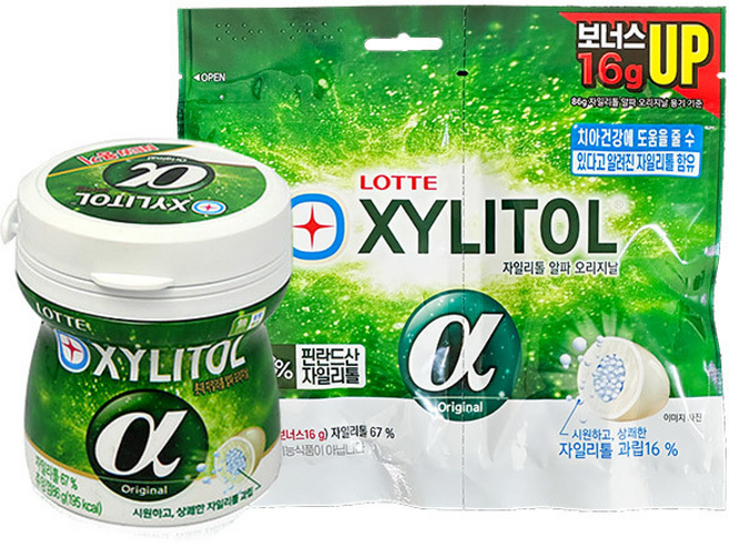 롯데 자일리톨 알파 껌 용기 +리필GUM입가심, 1개, 86g