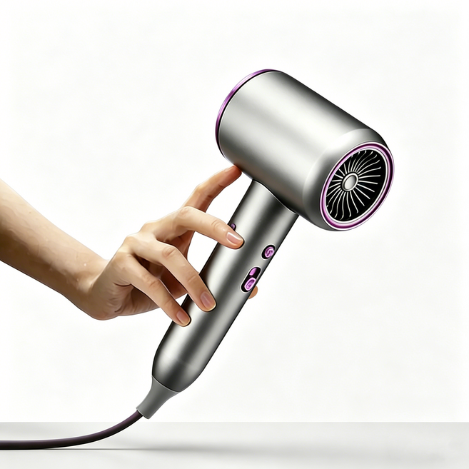초고속 BLDC 헤어드라이어 2000W 고풍량 빠른 건조 자기흡입 노즐 포함 가정용, 그레이 퍼플, A32