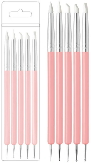 젤네일 듀얼 실리콘 도트볼 브러쉬 5종 세트, 5세트, 핑크