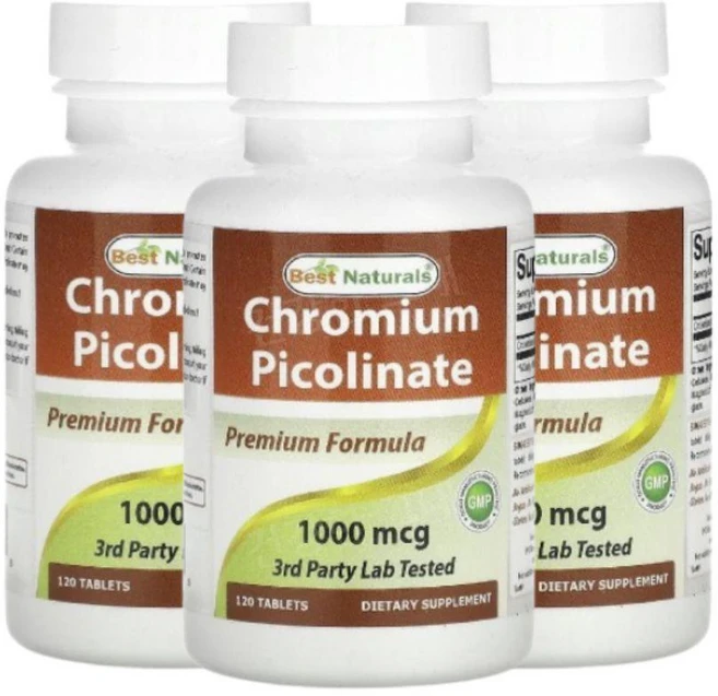 베스트내츄럴스 피콜린산크로뮴 1000mcg 120정, 3개 - 쿠팡