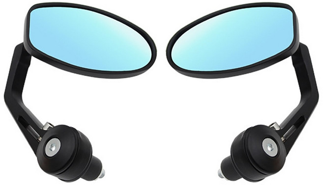 락모터스 오토바이 사이드미러 백미러 클래식 바이크 핸들바 스쿠터, 1개, 블랙