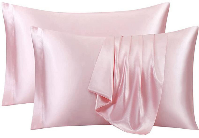 Ersmak 새틴 바디 필로우 커버 2개 세트 50.8 x 137.2cm(20 54인치) 블랙 울트라 소프트 케이스 머리카락과 피부를 위한 실키 슬립 쿨링 롱 사이드 베개 봉투, 블러쉬 핑크
