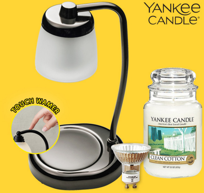 터치 빛조절 캔들워머 양키캔들 라지자 전구1개 세트, 터치 줄루 블랙니켈, 클린코튼 양키캔들 라지자