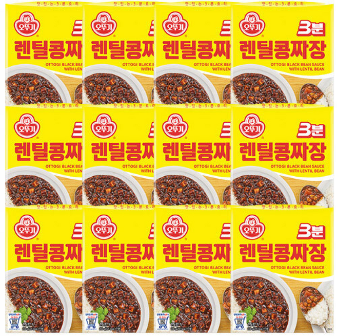 오뚜기 3분 렌틸콩 짜장, 12개, 200g