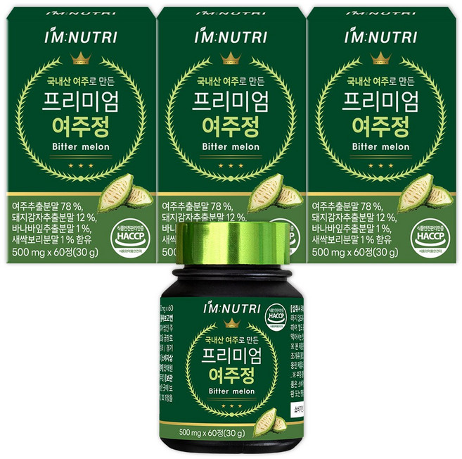 아임뉴트리 프리미엄 여주정 국내산 여주 돼지감자 함초 겨우살이 바나바잎, 3개, 60정