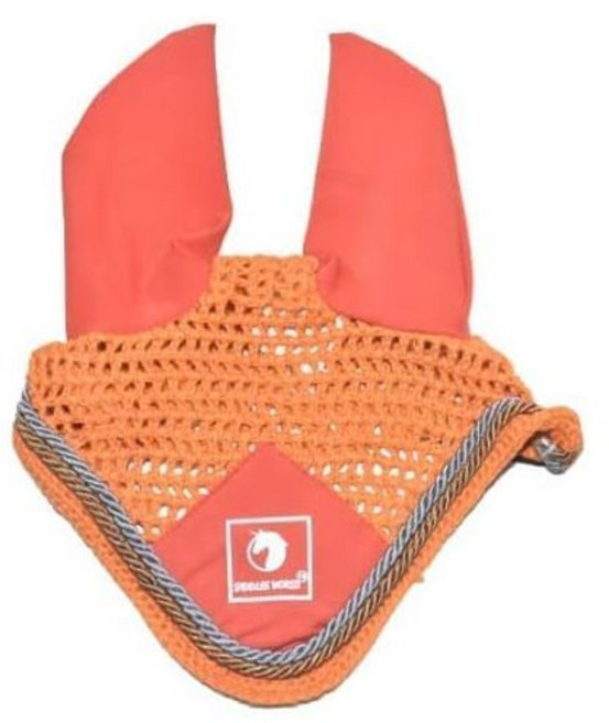 Saddles World Handcrafted Crochet Fly Vel wth Ears Horse Bonnet, Orange, Cob