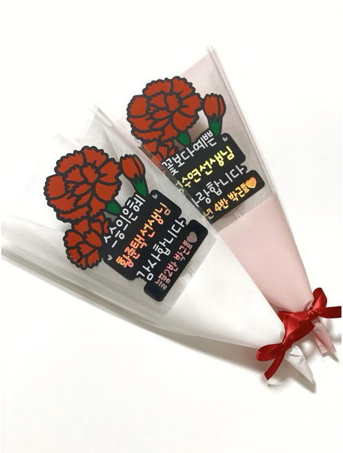 토퍼플래닛 스승의날 선생님 감사 카네이션 꽃다발 토퍼, 핑크, 1개, 스승의은혜 한송이