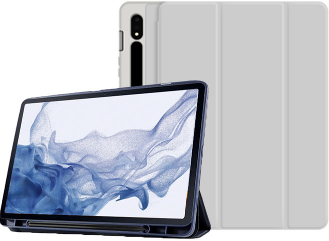 갤럭시탭S8 S8+ S8울트라 S펜수납 북커버 케이스 S8 플러스 ULTRA SM-X700 X706N X800 X806N X906 X906N 삼성 케이스나라, 그레이