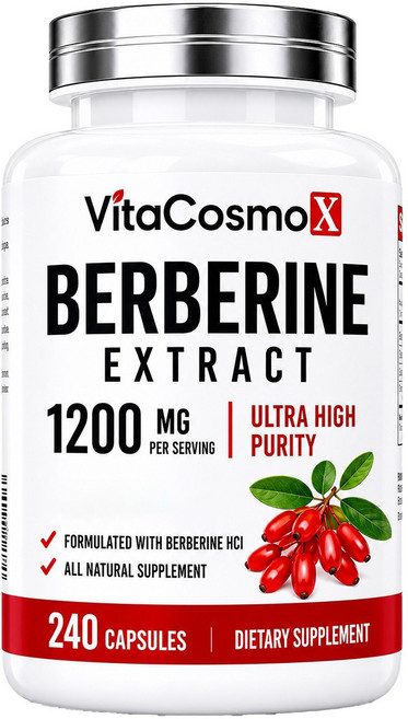 VitaCosmoX 小檗鹼萃取物 超高純度 1200mg 膠囊, 1個, 240錠