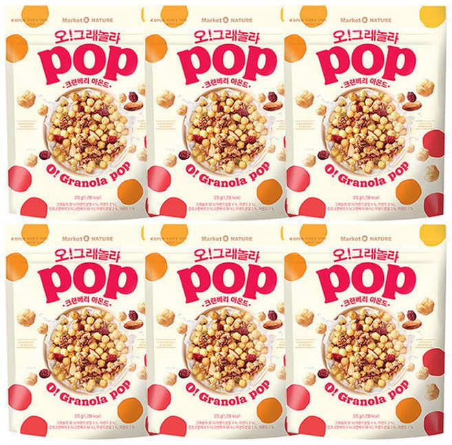 오리온 마켓오 오그래놀라 팝 크랜베리아몬드 370gx6개, 370g, 6개