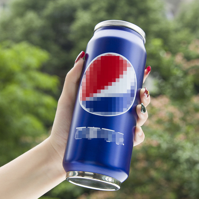 콜라병 빨대 물컵 304 스테인레스 텀블러 트렌드 선물 개성만들기 선물 UV 인쇄, 펩시 (진공 절연), 500Ml, 1개