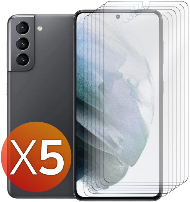 넥스트모바일 1+1+1+1+1 갤럭시 S21 S21플러스 S21울트라 지문 항균 평면 액정 보호 PET 필름, 5개