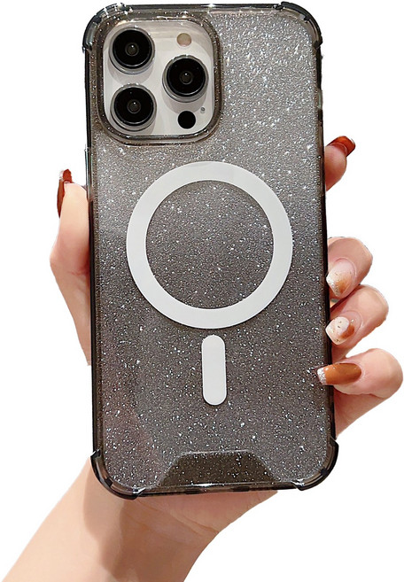 [팍스스킨] FOXSKIN 정품 맥세이프 투명 아이폰 케이스 액정필름 2매 포함 캔디글리터F2P