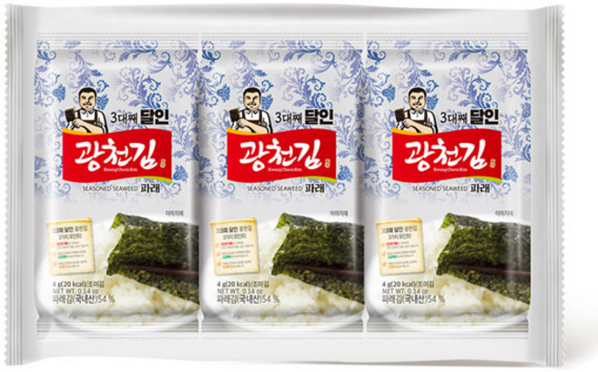 광천김 3대째 달인 파래 도시락김, 4g, 72개