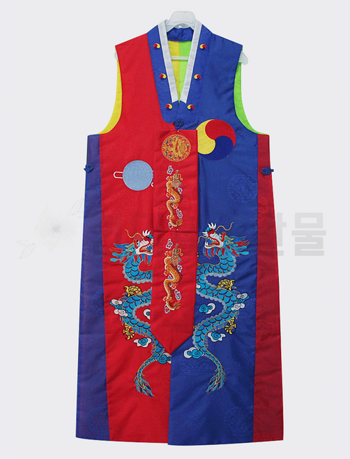 달가라 용 쾌자(오색) 민소매 색동 한복조끼 답호 전복 괘자, 1개