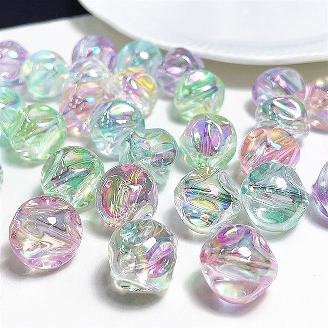 (5pcs)투명톤 무화과 AB빛 비즈 악세사리재료