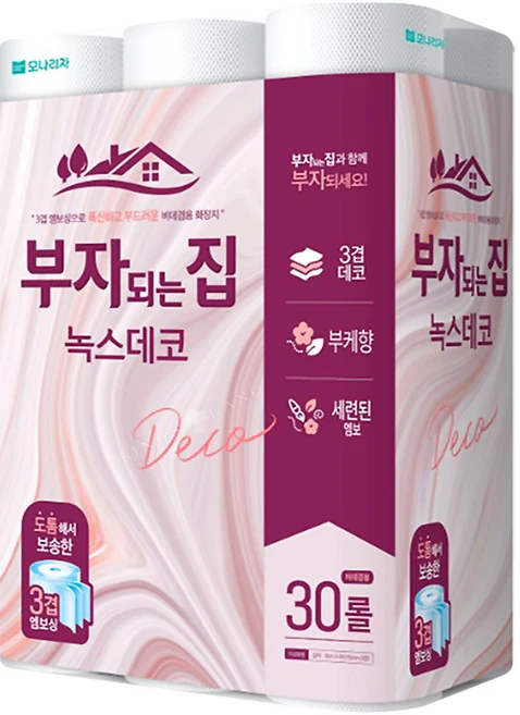 부자되는집 녹스데코 3겹 30M 30롤 x1팩 엠보싱, 1개, 30000mm - 쿠팡