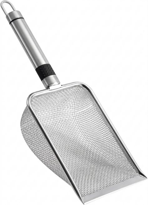 스텐 고양이 모래삽 촘촘한 화장실 배변 스쿱, 1개, 실버