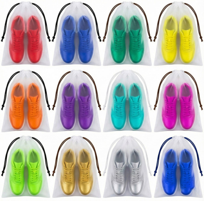 리쿠 여행용 반투명 방수 신발파우치 12개, 화이트
