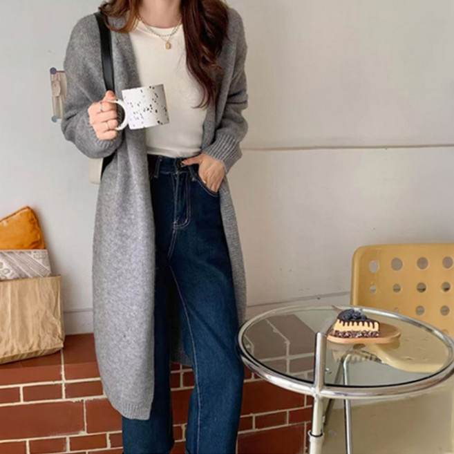니트 롱가디건 여성 루즈핏 여리핏 간절기 가디건 4컬러