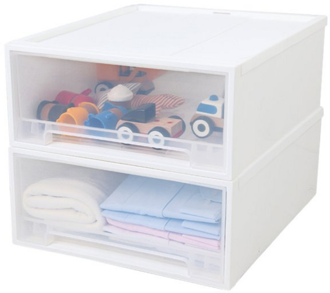 헬로리빙 씨티라이프 시그니쳐 24L 서랍장 2단, 밀크+블루