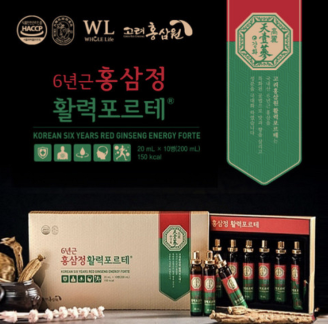 고려홍삼원 6년근 홍삼정 활력 포르테 + 쇼핑백, 16개, 20ml