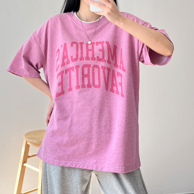 걸즈팩토리 여성용 콜쭈리워싱박스 오버핏 반팔티셔츠 국내제작