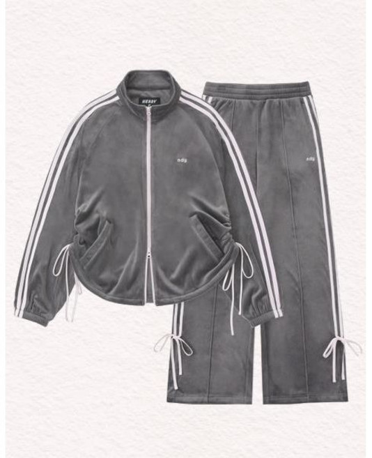 널디 NDY 우먼스 벨로아 리본 트랙 세트 차콜 PNEF25TR0720SET 302735