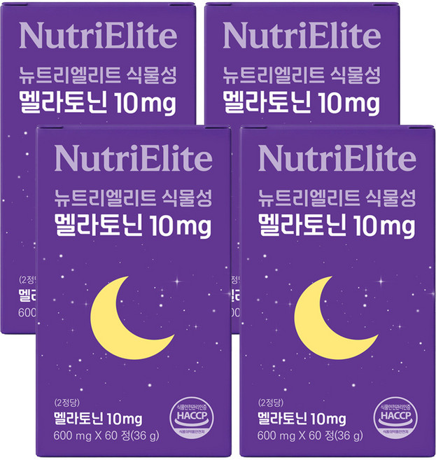 뉴트리엘리트 식물성 멜라토닌 10mg 식약청인증, 4개, 60정