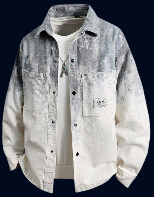 남자 긴팔 청남방 캐주얼 봄 가을 긴팔티 아우터 루즈핏 데일리 남자 폴로넥 남방 상의 RSH