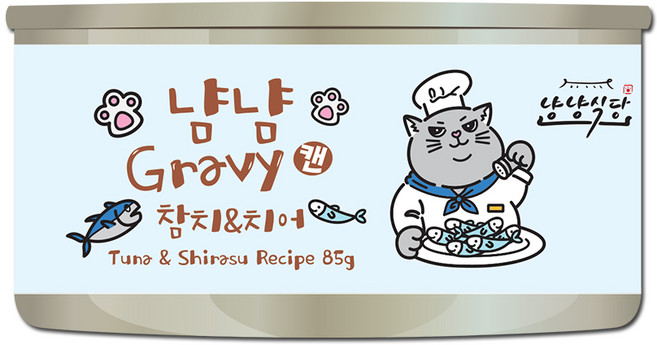 냥냥식당 냠냠 그레이비캔 고양이간식, 1개, 85g, 참치&치어