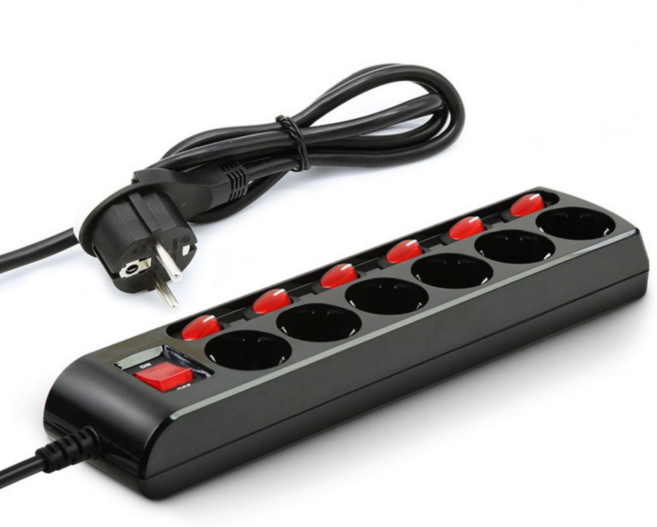 개별 접지 납작 멀티탭 6구, 5m, 1개