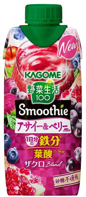100 Smoothie & mix 카고메 야채 생활 아사이 베리 330ml×12(하루분의 철분 12분의, 330ml