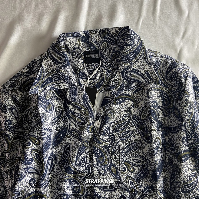 페이즐리 셔츠 남녀공용 하와이안 남방 반팔 조폭 건달 깡패 바캉스 휴양지룩