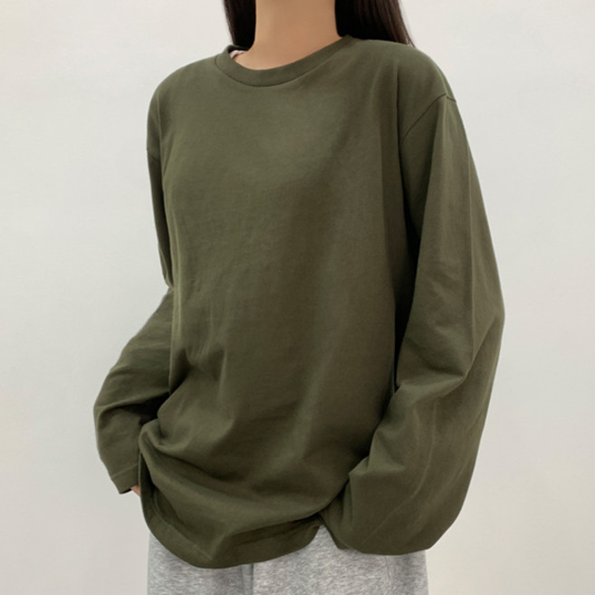 티데일리 남녀공용 17수 라운드넥 무지 긴팔 티셔츠